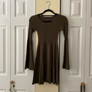 AEO Olive Knit Long Sleeve Dress - XS SHORT